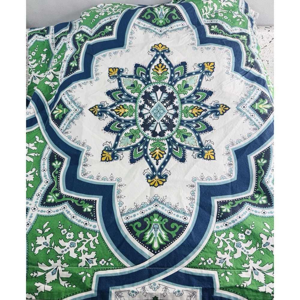 Pottery Barn Ashton Mosaic Tile Medallion Full/ Queen Duvet Cover W/ 2 Shams